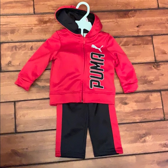 red and black puma tracksuit